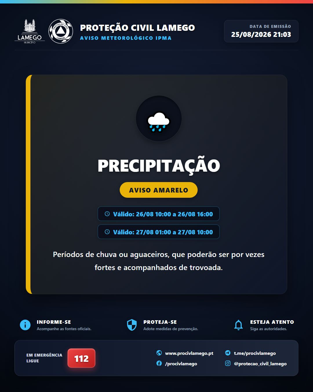 Avisos Meteorológicos IPMA | Viseu | 2026-08-25 21:03