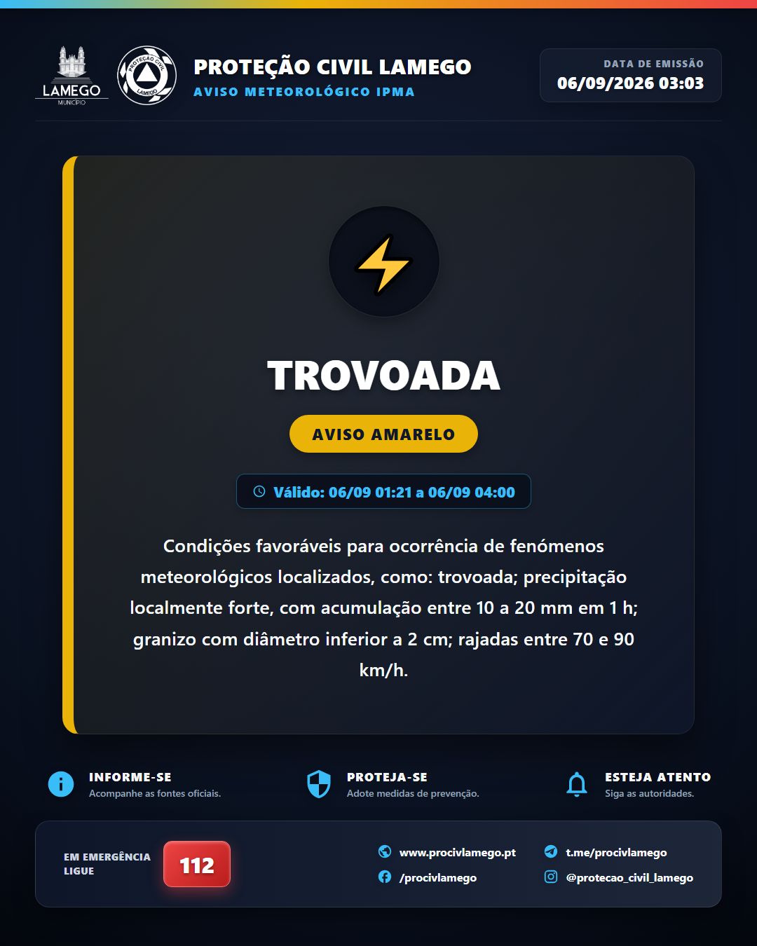 Avisos Meteorológicos IPMA | Viseu | 2026-09-06 03:03
