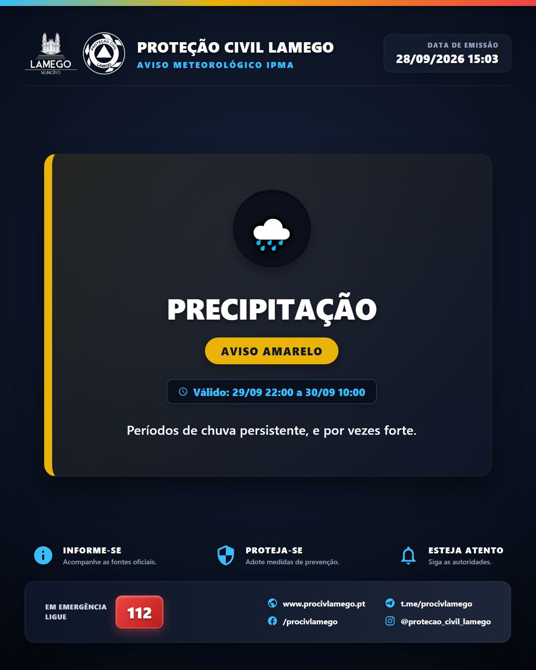 Avisos Meteorológicos IPMA | Viseu | 2026-09-28 15:03
