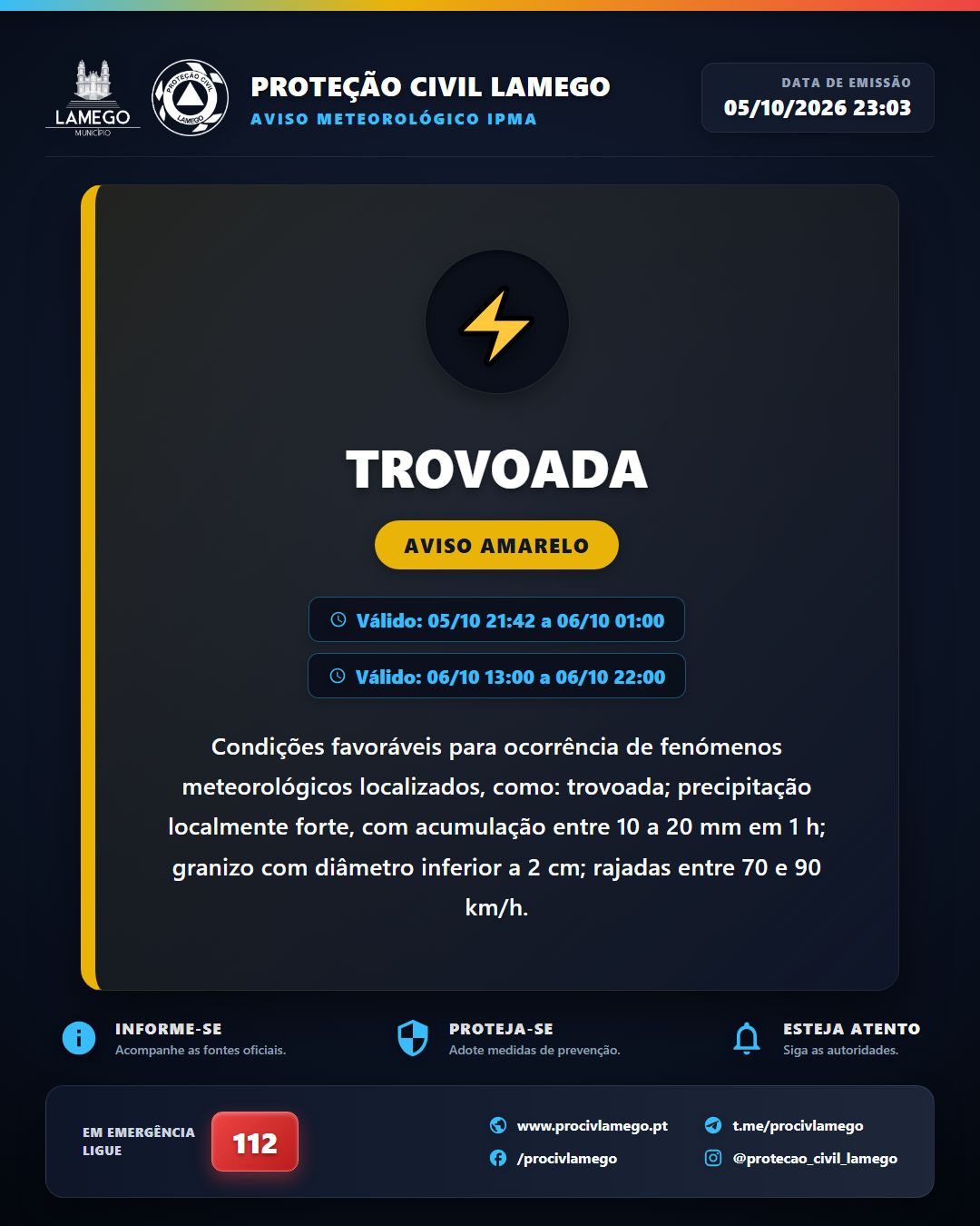 Avisos Meteorológicos IPMA | Viseu | 2026-10-05 23:03
